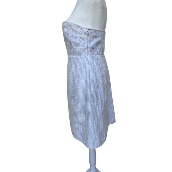 Tibi Strapless White Textured A-Line Dress - Size 6 - Picture 3 of 10